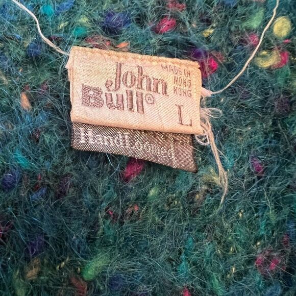 Vintage John Bull Small Mohair Angora Rabbit Pullover Sweater Mock Neck Nordic L - Picture 6 of 8